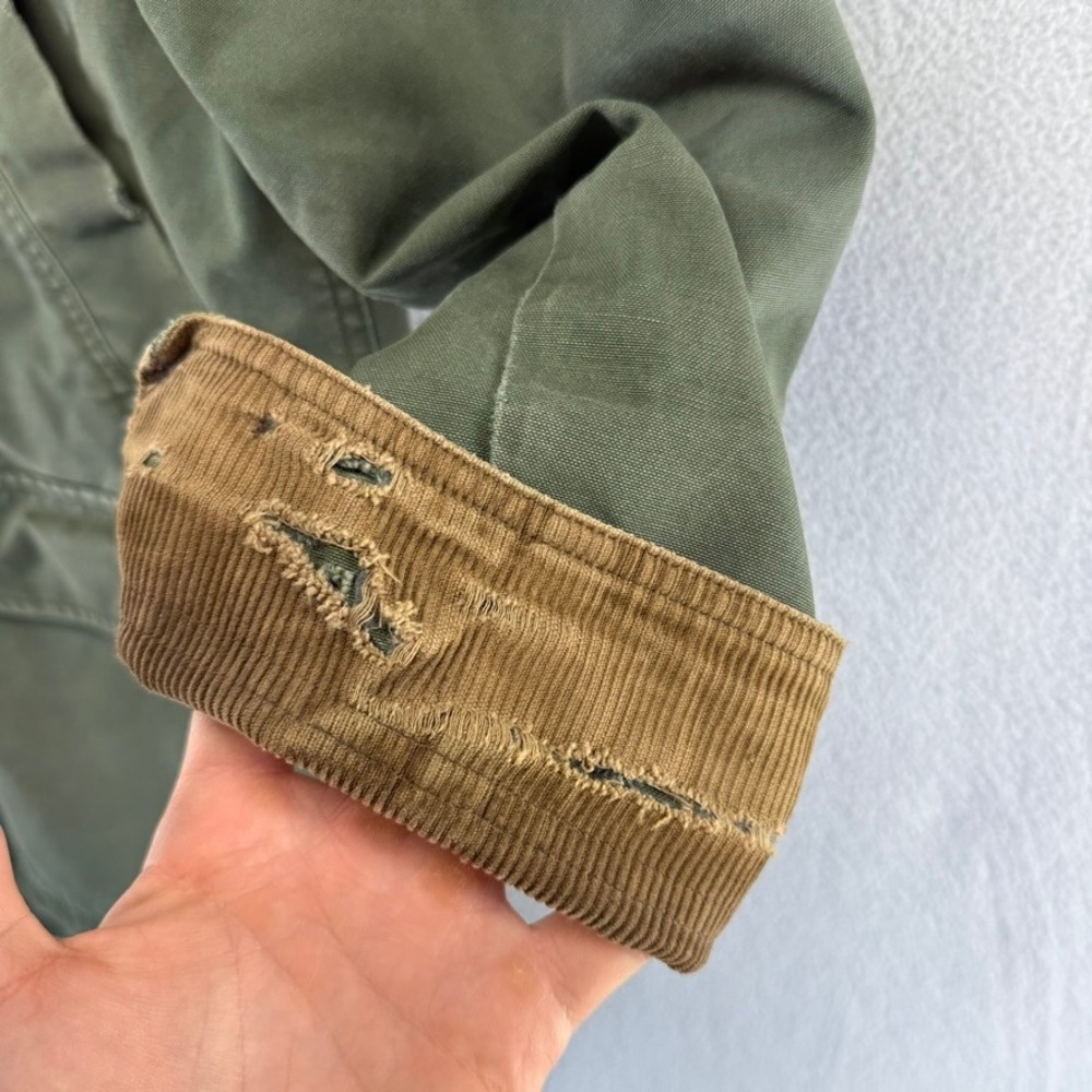 Vintage LL Bean Jacket Men's Medium Green Barn Coat Canvas Lined Distressed y2k - Picture 9 of 14